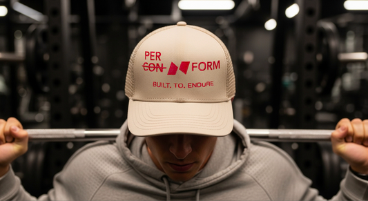 FORM Performance Gym Hat– Beige and Red Training Cap